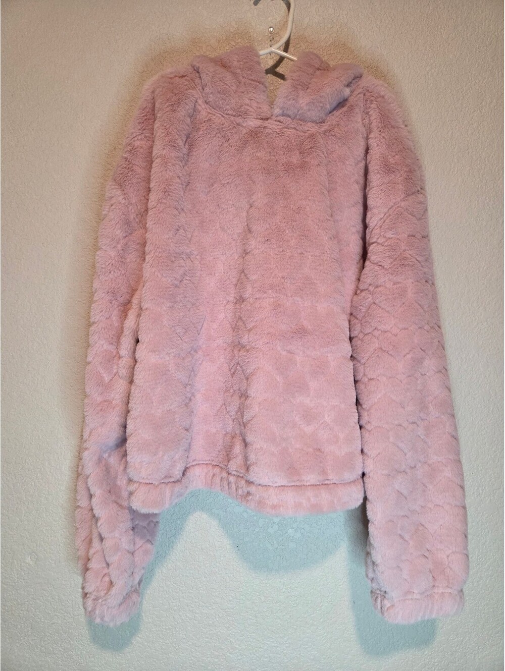 No Boundaries Pink Fuzzy Hoodie Sweatshirt XS (0-2)